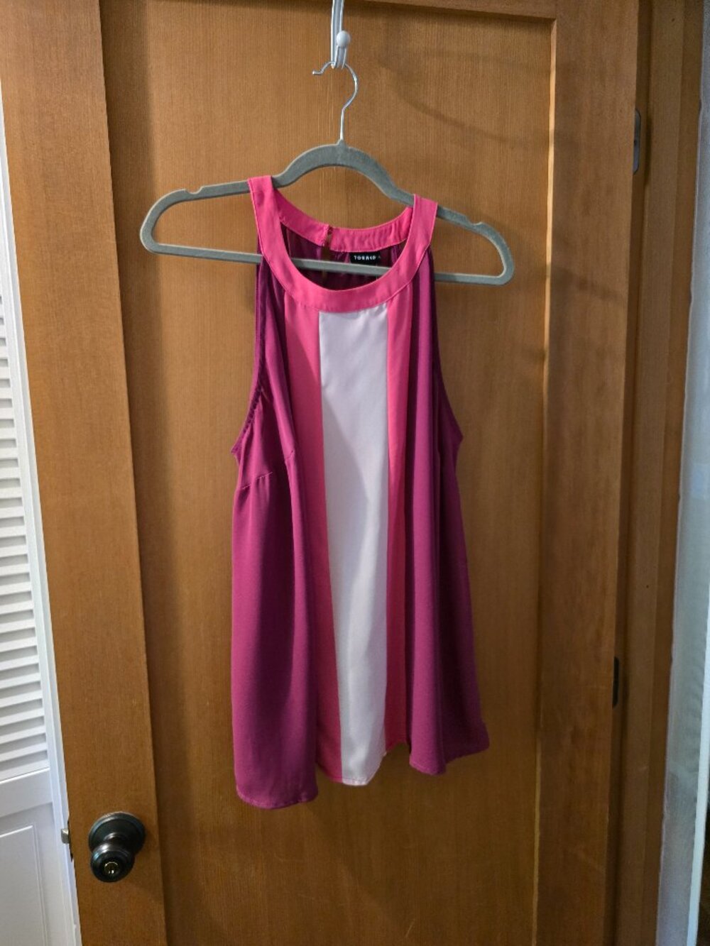 Torrid Colorblock Georgette Halter Tank Top Blouse – Pink Plum White Plus Size [